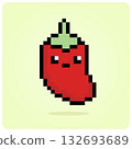 red chili 8 bit pixels. Character Vegetable for game assets in vector illustration. 132693689