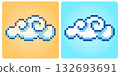 8 bit pixel, a clouds. Clouds for for game assets and beads pattern in vector illustrations. 132693691
