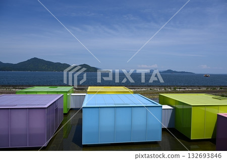 Seto Inland Sea and colorful containers Seto Inland Sea and colorful containers 132693846