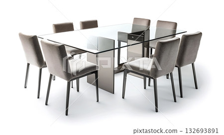 A glass table with a set of chairs around it 132693891