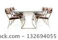 A table with six chairs around it 132694055