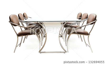 A table with six chairs around it A table with six chairs around it 132694055