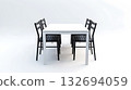A white table with four black chairs around it 132694059