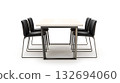 A wooden table with six black chairs around it 132694060
