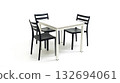 A white and black table with four chairs around it 132694061