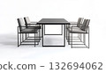 A black table with six chairs around it 132694062