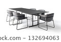 A black and white table with six chairs around it 132694063