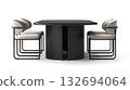 A black round table with four chairs around it 132694064