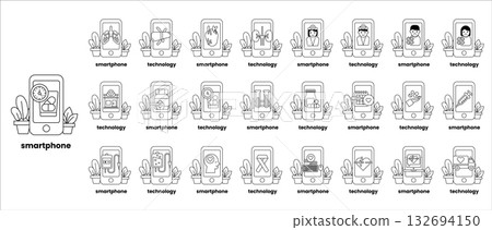 A series of images with the word "smartphone" in the top left corner A series of images with the word "smartphone" in the top left corner 132694150