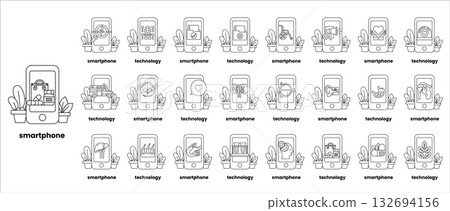 A series of images of cell phones and tablets A series of images of cell phones and tablets 132694156
