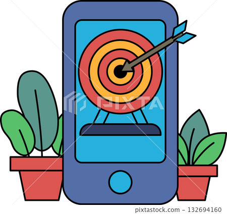 A cell phone with a red and yellow target on it 132694160