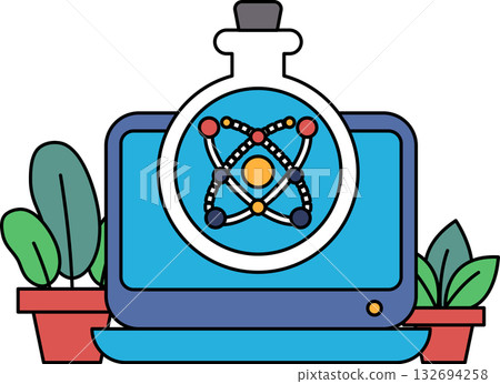 A computer monitor with a blue background A computer monitor with a blue background 132694258