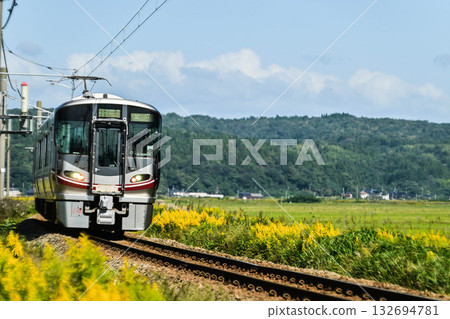 Autumn on the Nanao Line running through the tranquil countryside Autumn on the Nanao Line running through the tranquil countryside 132694781