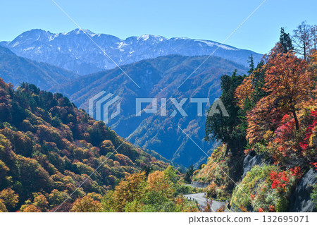 錦秋白山白川鄉白色道路 錦秋白山白川鄉白色道路 132695071