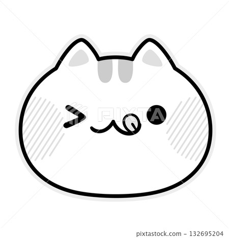 吐著舌頭的貓（黑白照片） 132695204