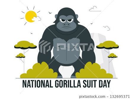 National Gorilla Suit Day Vector Illustration on January 31 Featuring a Gorilla Dressed in a Suit in a Flat Cartoon Style Background 132695371