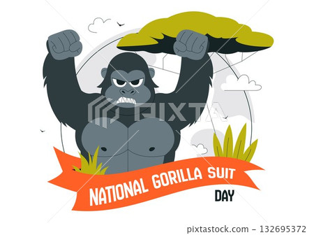 National Gorilla Suit Day Vector Illustration on January 31 Featuring a Gorilla Dressed in a Suit in a Flat Cartoon Style Background National Gorilla Suit Day Vector Illustration on January 31 Featuring a Gorilla Dressed in a Suit in a Flat Cartoon Style Background 132695372