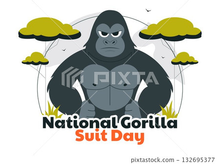 National Gorilla Suit Day Vector Illustration on January 31 Featuring a Gorilla Dressed in a Suit in a Flat Cartoon Style Background 132695377