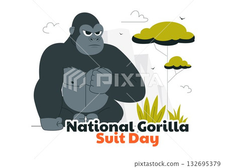 National Gorilla Suit Day Vector Illustration on January 31 Featuring a Gorilla Dressed in a Suit in a Flat Cartoon Style Background 132695379