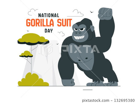 National Gorilla Suit Day Vector Illustration on January 31 Featuring a Gorilla Dressed in a Suit in a Flat Cartoon Style Background 132695380