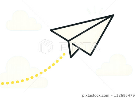 Paper airplane flying in the sky 132695479