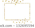 Scattered gold confetti with frame isolated on white 132695594