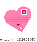 Pink frame and postage stamp frame. Heart-shaped stamps for postcards, cards, and letters. Vintage stamps with a jagged, wavy edge for posters, banners, badges, and stickers. 132696053