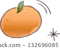Cute hand-drawn watercolor mandarin orange fruit 132696085