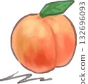 Cute hand-drawn watercolor peach / fruit / fruit 132696093