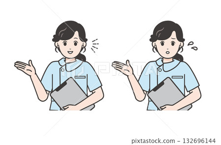 一組女護士指導的插圖 一組女護士指導的插圖 132696144