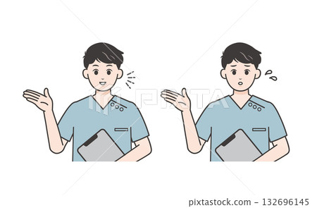 一組男護士指導的插圖 一組男護士指導的插圖 132696145