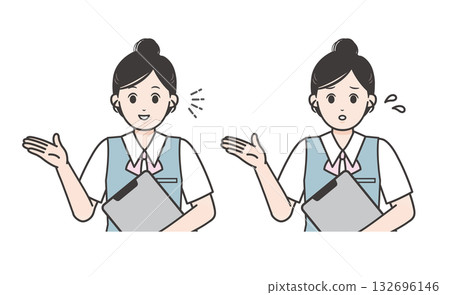 一組女性辦公室職員指路的插圖 132696146