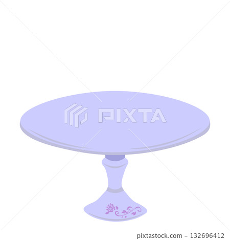 Illustration of a simple round table decorated with roses Illustration of a simple round table decorated with roses 132696412