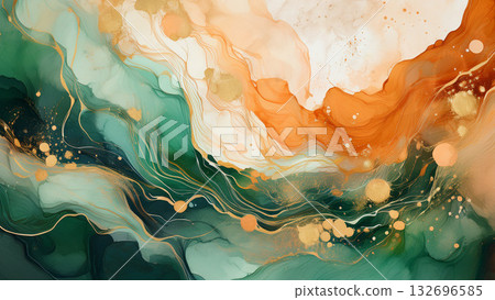 Orange, green and gold abstract background Orange, green and gold abstract background 132696585