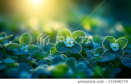 Delicate White Flowers and Deep Green Leaves in...-插圖素材 [132696774 ...
