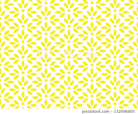 Flower geometric pattern. Seamless vector background. White and yellow ornament. Ornament for fabric, wallpaper, packaging. Decorative print Flower geometric pattern. Seamless vector background. White and yellow ornament. Ornament for fabric, wallpaper, packaging. Decorative print 132696805