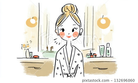 Beauty and health image Smiling woman Hand-drawn illustration Beauty and health image Smiling woman Hand-drawn illustration 132696860