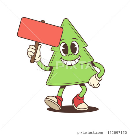 Cartoon Character Vector Illustration Of Christmas Tree Mascot Holding Red Sign Board With Happy Smile For Winter Sale Cartoon Character Vector Illustration Of Christmas Tree Mascot Holding Red Sign Board With Happy Smile For Winter Sale 132697150