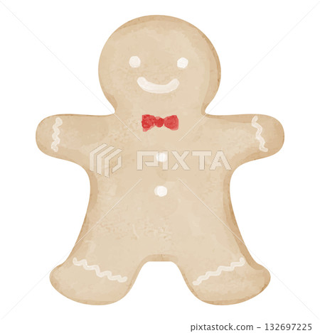 Cute hand-drawn gingerbread man cookie 132697225
