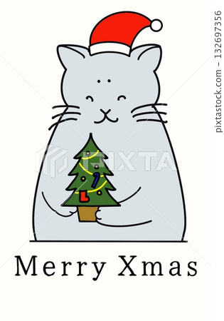 Cute cat dressed as Santa 132697356