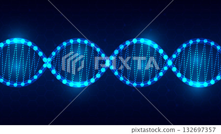 Abstract Digital Network Background with Glowing DNA and Hexagon Structure. Abstract Digital Network Background with Glowing DNA and Hexagon Structure. 132697357