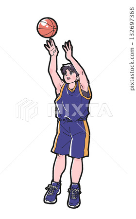 Illustration of a boy shooting a basketball Illustration of a boy shooting a basketball 132697368