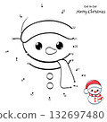 Connect The Dots and Draw Cute Snowman. Dot to dot puzzle - cartoon snowman in hat and scarf. Merry Christmas. Educational Game for Kids. Drawing for Preschool children. Vector Illustration EPS8 132697480