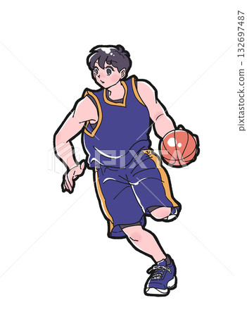 男孩運球的插圖 男孩運球的插圖 132697487