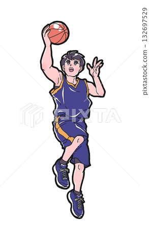男孩上籃的插圖 男孩上籃的插圖 132697529