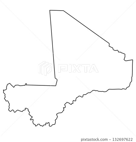 Outline Map of Mali Country Border, Mali map silhouette for geography, education 132697622