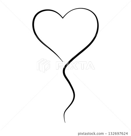 Minimalist Heart Balloon Line Art for Love and Celebration Themes 132697624