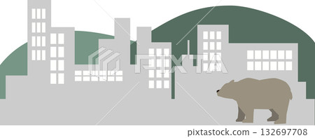 Illustration material of a bear appearing in urban areas Illustration material of a bear appearing in urban areas 132697708