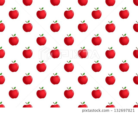 Seamless pattern of red apples and its green leaves on white background, vector illustration doodle design on white background. Seamless pattern of red apples and its green leaves on white background, vector illustration doodle design on white background. 132697821