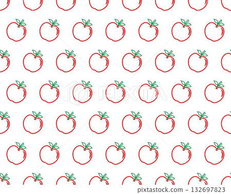 Seamless pattern of red apples and its green leaves outlines on white background, vector illustration doodle design on white background. Seamless pattern of red apples and its green leaves outlines on white background, vector illustration doodle design on white background. 132697823